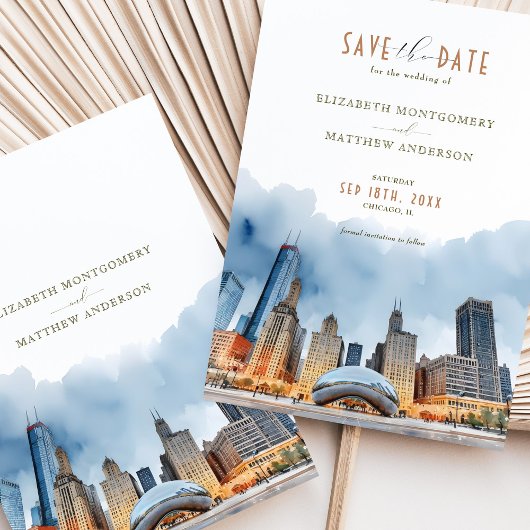 Elegant Chicago, Illinois Save-the-Date Uitnodigin Kaart