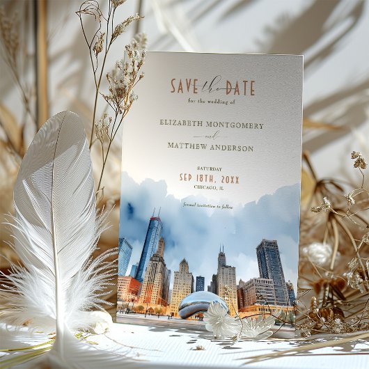 Elegant Chicago, Illinois Save-the-Date Uitnodigin Kaart