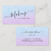 Elegant chick aqua & violet glitter make-up arties visitekaartje (Voorkant / Achterkant)