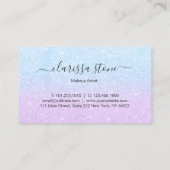 Elegant chick aqua & violet glitter make-up arties visitekaartje (Achterkant)