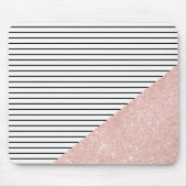 Elegant chick black strepen en roos goudglitter muismat (Voorkant)