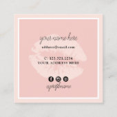 Elegant chick blush roze lippen lijst make-up kuns vierkante visitekaartje (Achterkant)