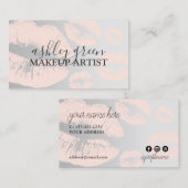 Elegant chick blush roze zilveren lippen make-up k visitekaartje (Voorkant / Achterkant)