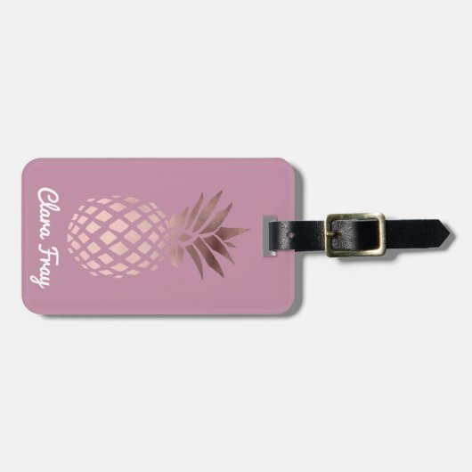 elegant chick clear roos Gold tropische anananas Bagagelabel (Voorkant horizontaal)