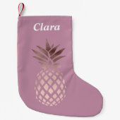 elegant chick clear roos Gold tropische anananas Kleine Kerstsok (Voorkant)