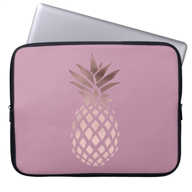 elegant chick clear roos Gold tropische anananas Laptop Sleeve (Voorkant)