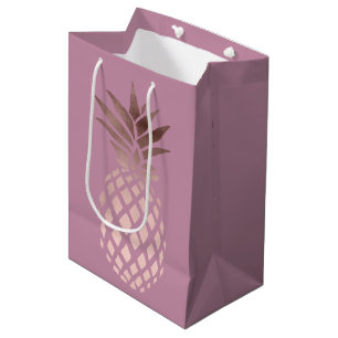 elegant chick clear roos Gold tropische anananas Medium Cadeauzakje