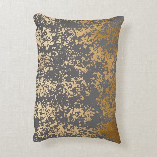 elegant chick faux goud en grijze penseelstreken accent kussen (Achterkant (Verticaal))
