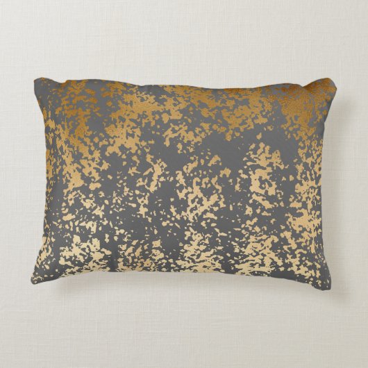 elegant chick faux goud en grijze penseelstreken accent kussen (Achterkant)