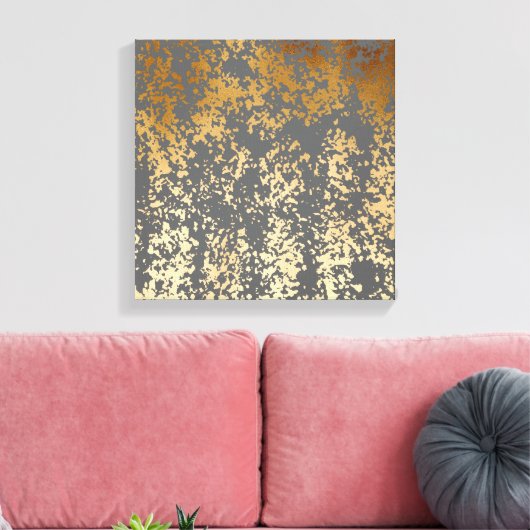 elegant chick faux goud en grijze penseelstreken canvas afdruk (Insitu (Woonkamer))