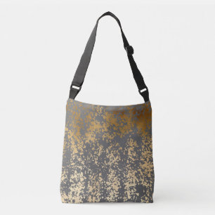 elegant chick faux goud en grijze penseelstreken crossbody tas