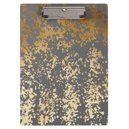 elegant chick faux goud en grijze penseelstreken klembord (Voorkant)