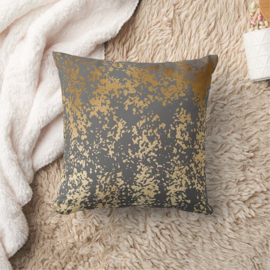 elegant chick faux goud en grijze penseelstreken kussen (Deken)