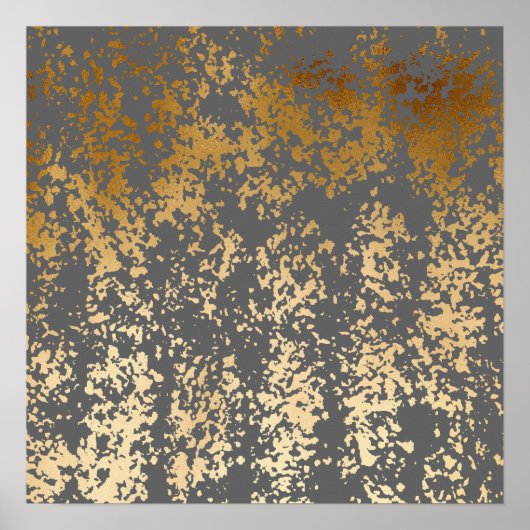 elegant chick faux goud en grijze penseelstreken poster (Voorkant)