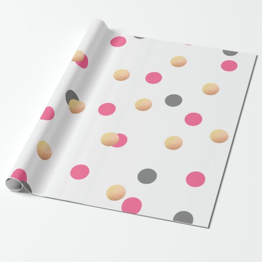 elegant chick faux gouden grijze roze confetti sti cadeaupapier (Uitgerold)