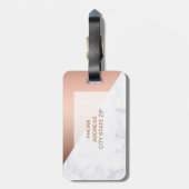 Elegant chick geometrisch wit marmer roos goud bagagelabel (Achterkant verticaal)