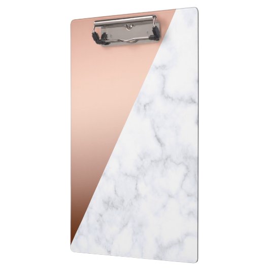 Elegant chick geometrisch wit marmer roos goud klembord (Links)
