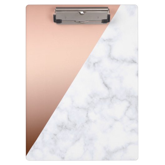 Elegant chick geometrisch wit marmer roos goud klembord (Voorkant)