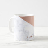 Elegant chick geometrisch wit marmer roos goud koffiemok (Voorkant links)