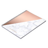 Elegant chick geometrisch wit marmer roos goud notitieboek (Linkerzijde)