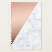 elegant chick geometrisch wit marmer roos goud planner (Voorkant)