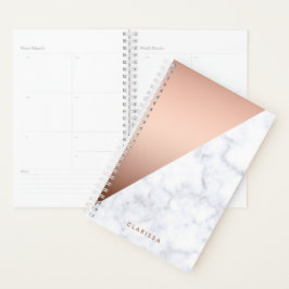 elegant chick geometrisch wit marmer roos goud planner