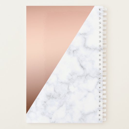 elegant chick geometrisch wit marmer roos goud planner (Achterkant)