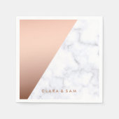 Elegant chick geometrisch wit marmer roos goud servetten (Voorkant)