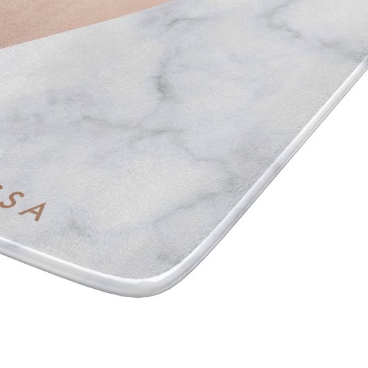 elegant chick geometrisch wit marmer roos goud snijplank (Hoek)