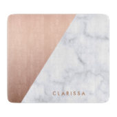 elegant chick geometrisch wit marmer roos goud snijplank (Voorkant)