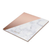 Elegant chick geometrisch wit marmer roos goud tegeltje (Zijkant)