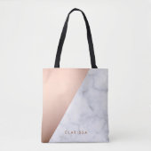 Elegant chick geometrisch wit marmer roos goud tote bag (Voorkant)