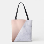 Elegant chick geometrisch wit marmer roos goud tote bag (Achterkant)
