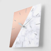 Elegant chick geometrisch wit marmer roos goud vierkante klok (Hoek)