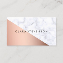 Elegant chick geometrisch wit marmer roos goud visitekaartje