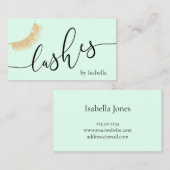 Elegant chick Gold glitter mint green lashat Visitekaartje (Voorkant / Achterkant)