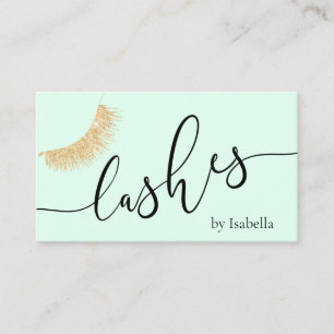 Elegant chick Gold glitter mint green lashat Visitekaartje