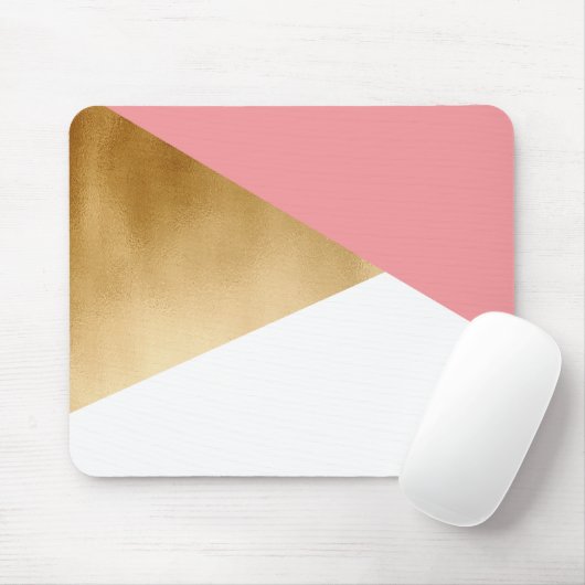 elegant chick modern faux goud roze geometrisch muismat (Met muis)