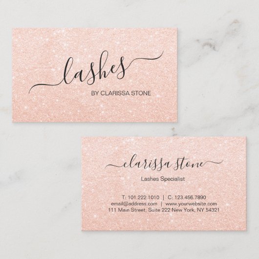 Elegant chick modern roos goudglitter zweeft visitekaartje (Voorkant / Achterkant)