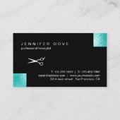 Elegant chick munt blue scissers haarstylist visitekaartje (Achterkant)