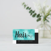 Elegant chick munt blue scissers haarstylist visitekaartje (Staand voorkant)