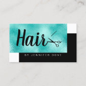 Elegant chick munt blue scissers haarstylist visitekaartje (Voorkant)
