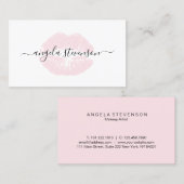 Elegant chick pastel roze lippen logo visitekaartje (Voorkant / Achterkant)