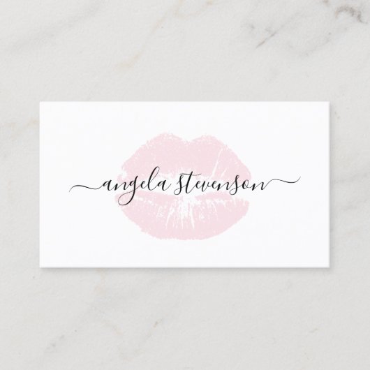 Elegant chick pastel roze lippen logo visitekaartje (Voorkant)