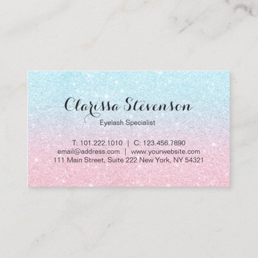 Elegant chick roos Gold aqua glitter zweeft Visitekaartje (Achterkant)