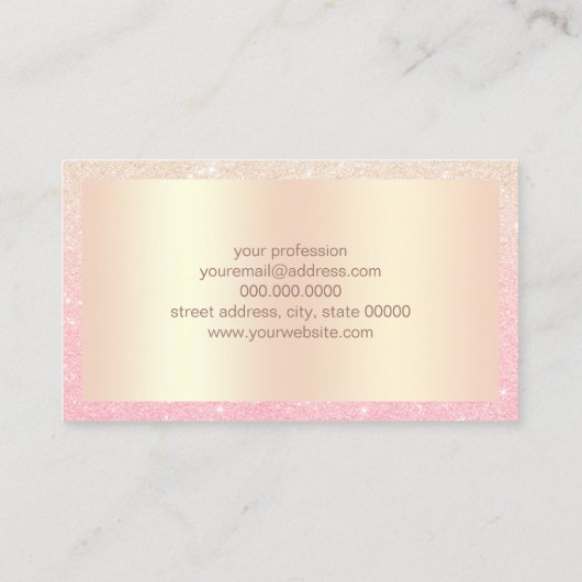 Elegant chick roos Gold glitter style consultant Visitekaartje (Achterkant)