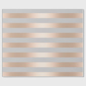 Elegant Chick Roos Gold & Grey Stripe Cadeaupapier (Vlak)