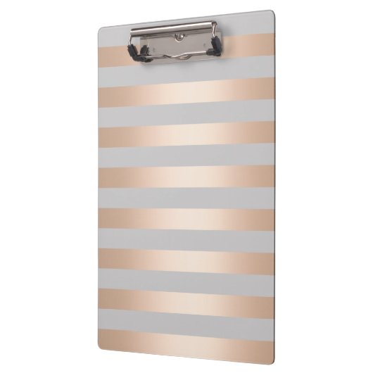 Elegant Chick Roos Gold & Grey Stripe Klembord (Links)