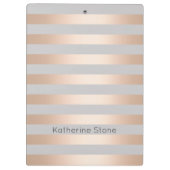 Elegant Chick Roos Gold & Grey Stripe Klembord (Achterkant)