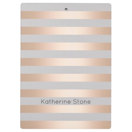 Elegant Chick Roos Gold & Grey Stripe Klembord (Achterkant)